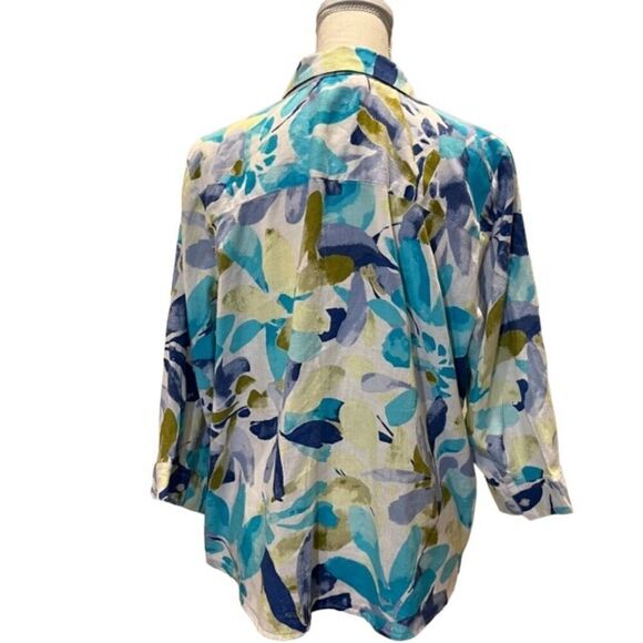 Cathy Daniels Women's Linen Color Toned Print Top Size Extra Large - Picture 3 of 7